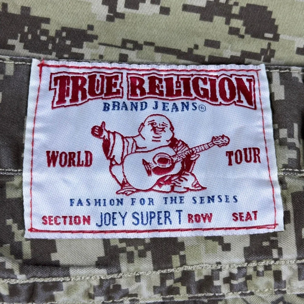 True Religion Joey Super T Mens 38 Digital Camo Flare Jeans Made in USA Rare
